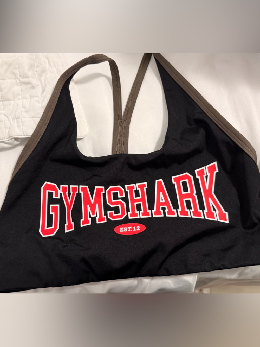 Gymshark Black with Red Logo Sports Bralette
